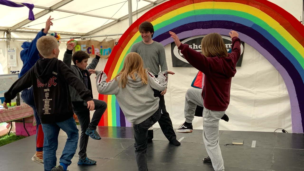 Children dancing at festival workshop