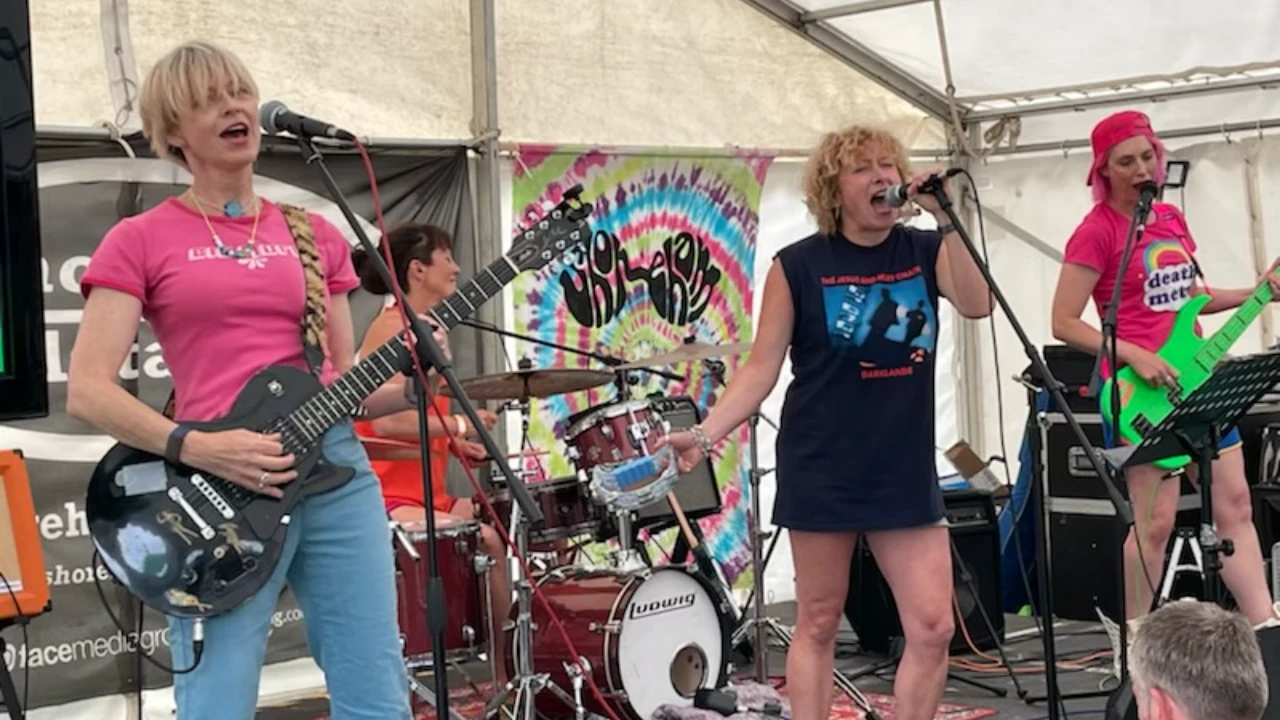 Live band performing in tent