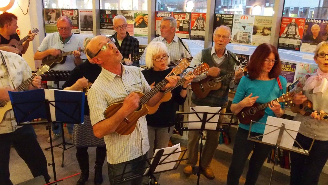 Ukulele group performing at Adur Festival